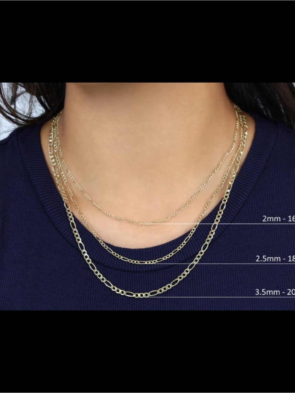 10K Yellow Gold 2.5mm Figaro Chain Italian Link Necklace Mens Women 26 inch.